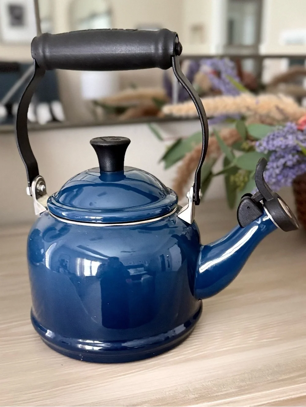 Le Creuset Blue Enamel Stovetop Whistling Tea Kettle - Home Kitchen in Cobalt